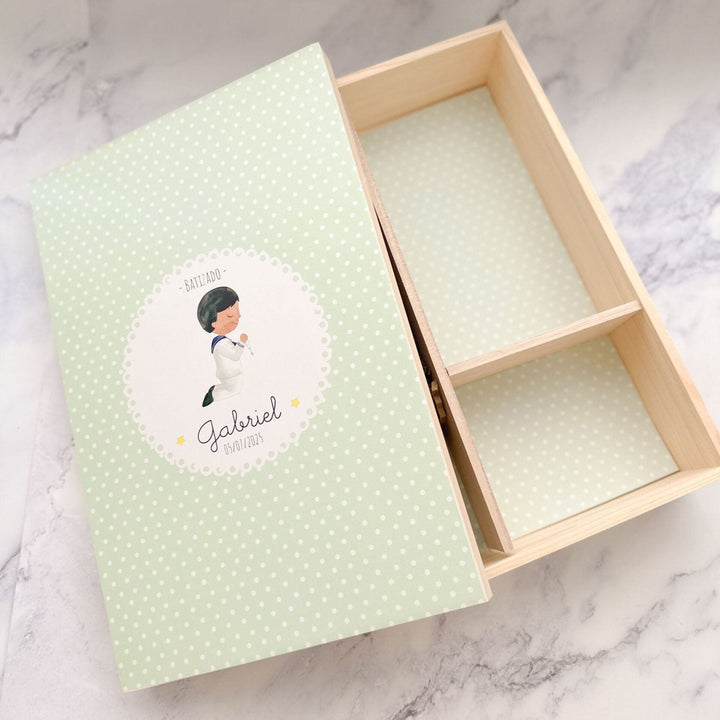 Caixa Batizado Ilustração para Vela Toalha e Concha - Cutxi Cutxi - Presentes Personalizados