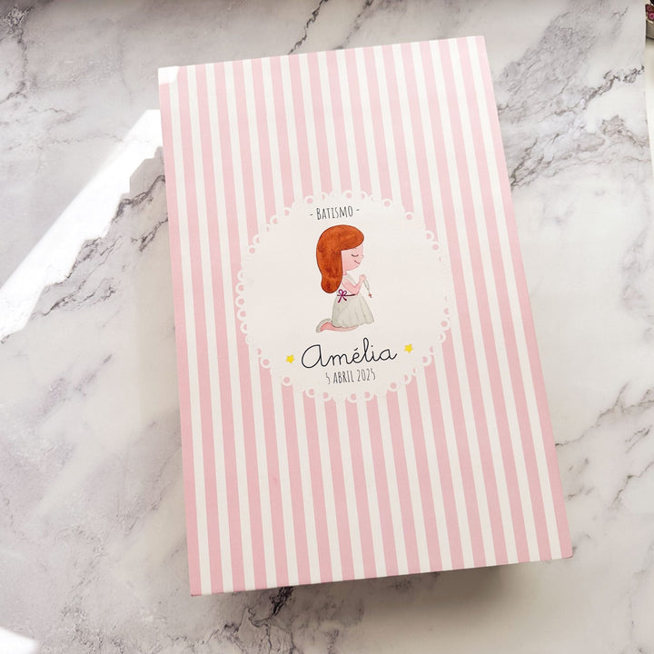 Caixa Batizado Ilustração para Vela Toalha e Concha - Cutxi Cutxi - Presentes Personalizados