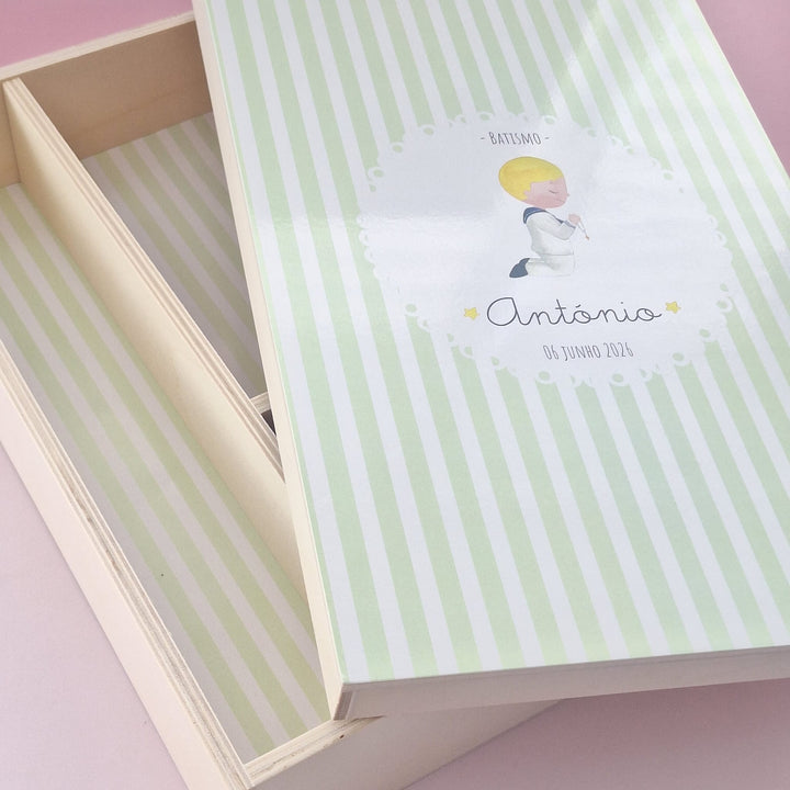 Caixa Batizado Ilustração para Vela Toalha e Concha - Cutxi Cutxi - Presentes Personalizados