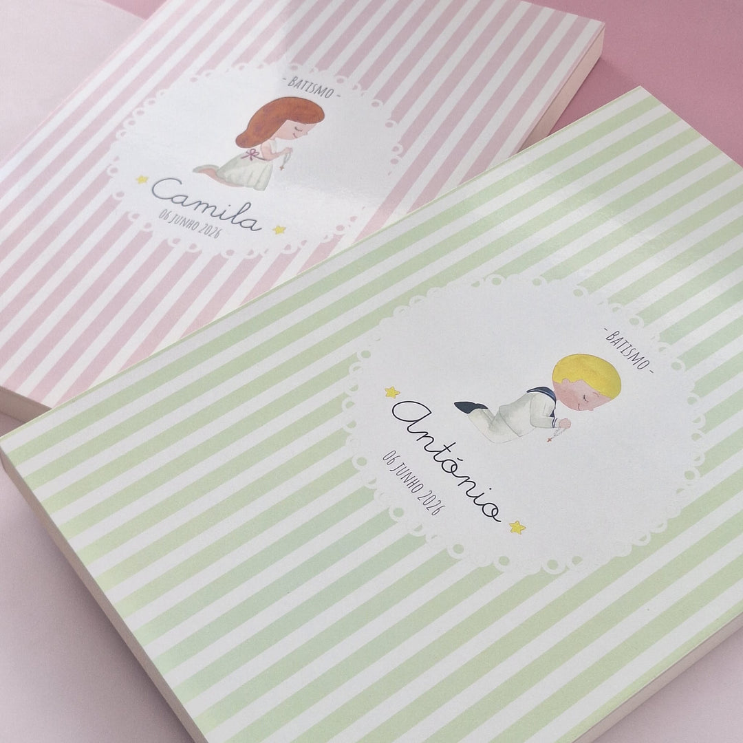Caixa Batizado Ilustração para Vela Toalha e Concha - Cutxi Cutxi - Presentes Personalizados