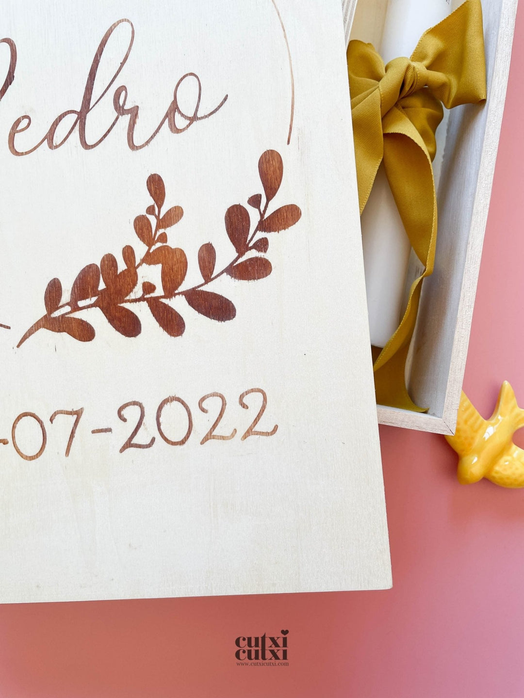 Caixa Batizado NATURE PREMIUM para vela toalha concha e roupa - Cutxi Cutxi - Presentes Personalizados
