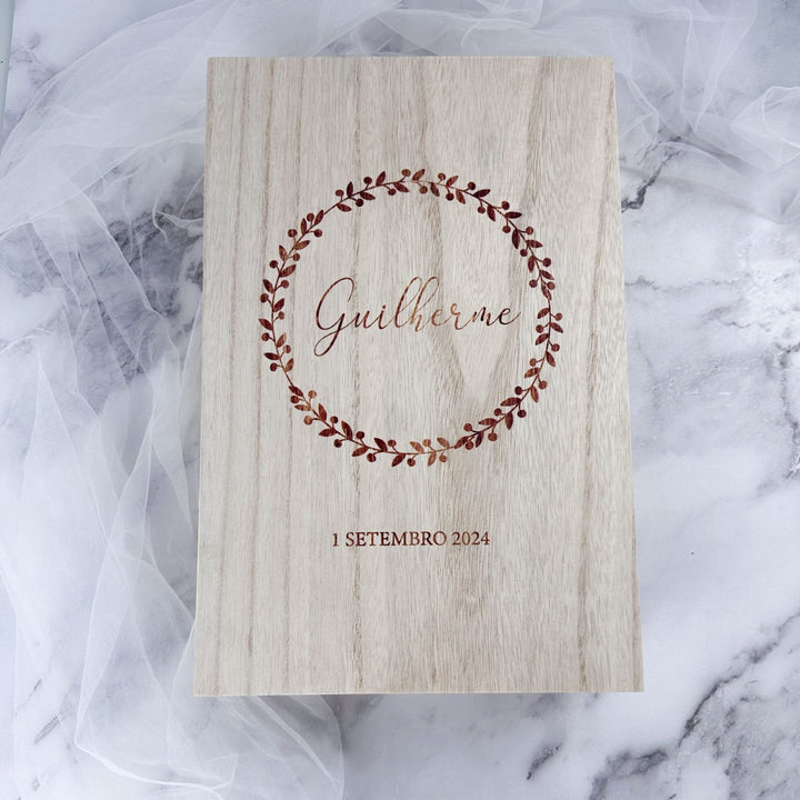 Caixa Batizado NATURE PREMIUM para vela toalha e concha - Cutxi Cutxi - Presentes Personalizados