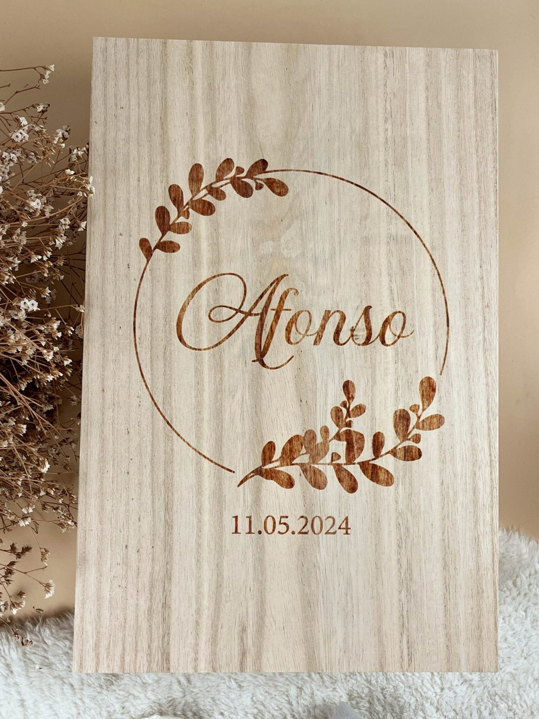 Caixa Batizado NATURE PREMIUM para vela toalha e concha - Cutxi Cutxi - Presentes Personalizados