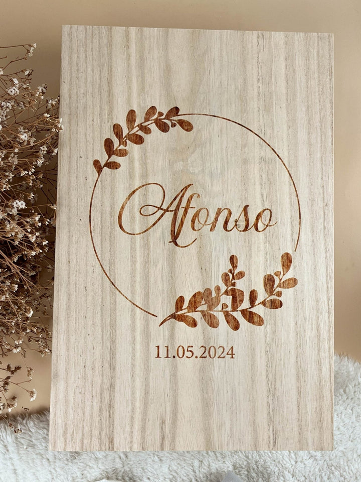 Caixa Batizado NATURE PREMIUM para vela toalha e concha - Cutxi Cutxi - Presentes Personalizados