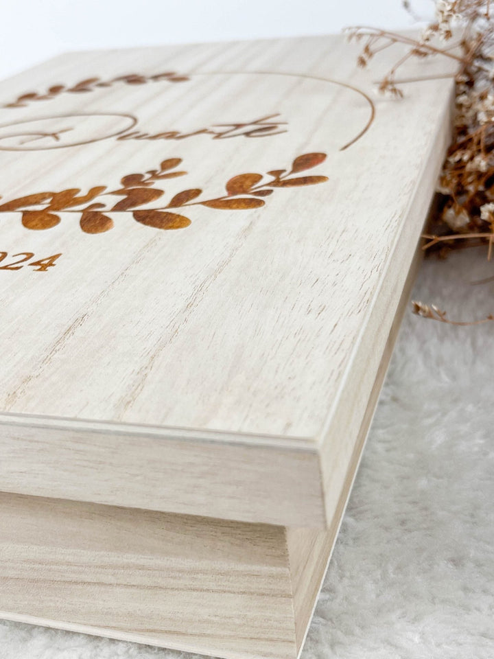 Caixa Batizado NATURE PREMIUM para vela toalha e concha - Cutxi Cutxi - Presentes Personalizados