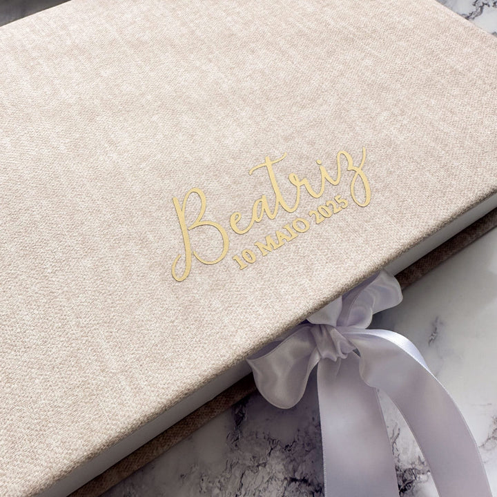 Caixa Batizado PREMIUM para Vela Concha e Toalha - Cutxi Cutxi - Presentes Personalizados