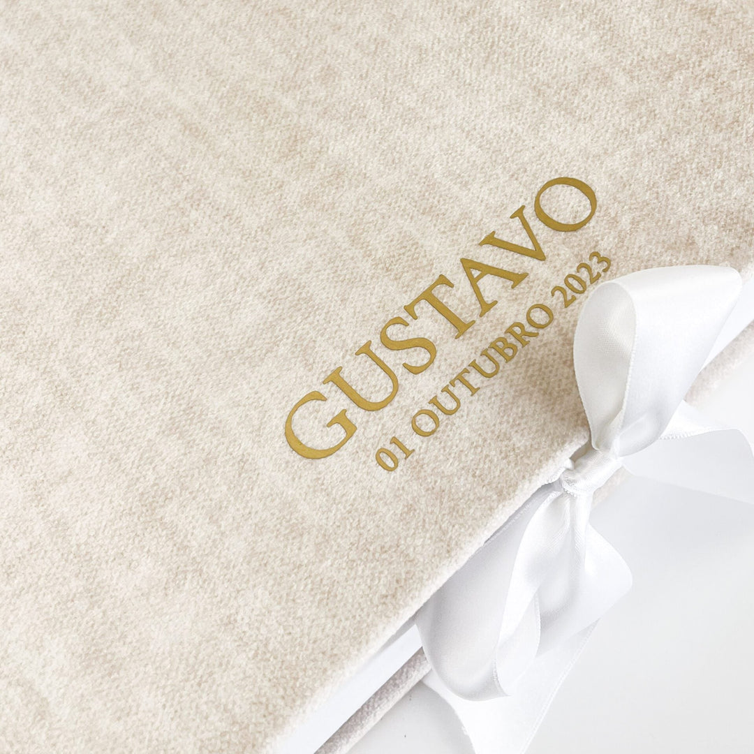 Caixa Batizado PREMIUM para Vela Concha e Toalha - Cutxi Cutxi - Presentes Personalizados