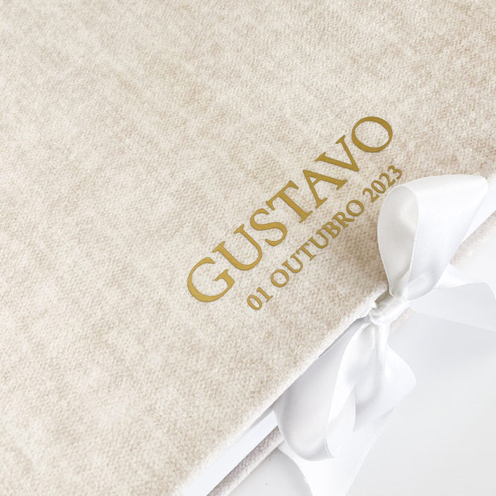 Caixa Batizado PREMIUM para Vela Concha e Toalha - Cutxi Cutxi - Presentes Personalizados