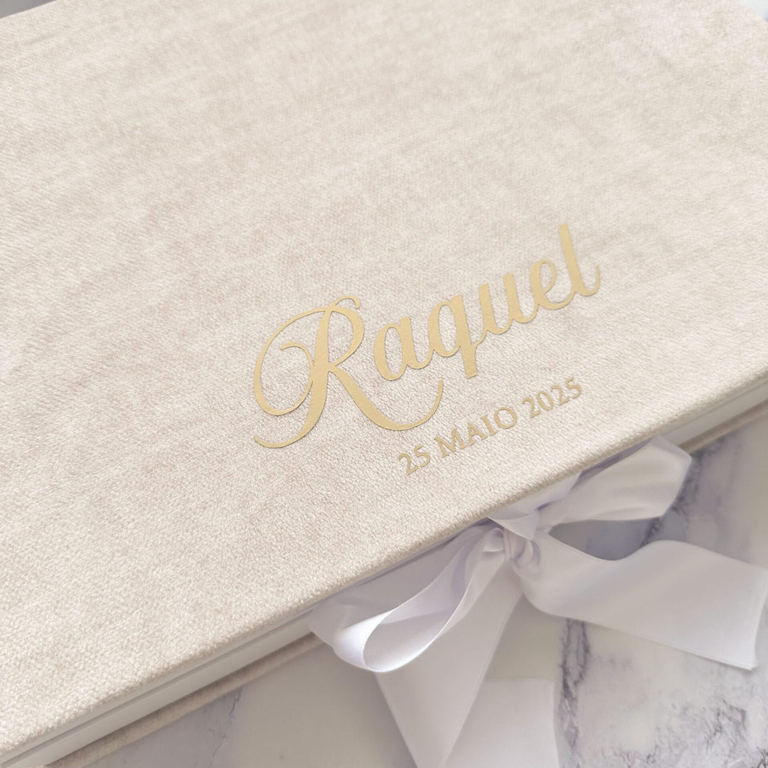 Caixa Batizado PREMIUM para Vela Concha e Toalha - Cutxi Cutxi - Presentes Personalizados