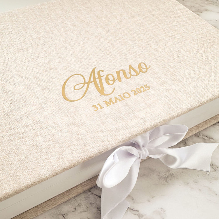 Caixa Batizado PREMIUM para Vela Concha e Toalha - Cutxi Cutxi - Presentes Personalizados