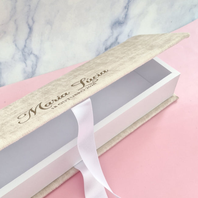 Caixa Batizado VELUDO PREMIUM para Vela - Cutxi Cutxi - Presentes Personalizados