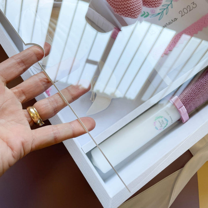 Caixa Batizado VELUDO PREMIUM para Vela Concha Toalha Roupa - Cutxi Cutxi - Presentes Personalizados