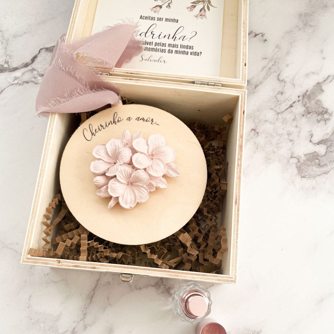 Caixa Convite de Batizado Aromático | Madrinha, Avós, Tias - Cutxi Cutxi - Presentes Personalizados