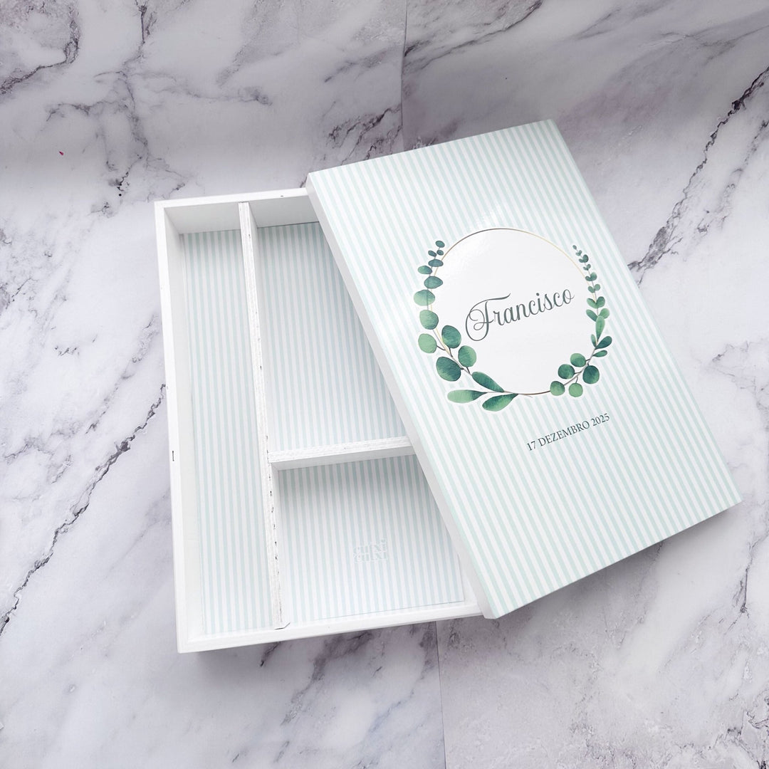 Caixa de Batizado Personalizada - Branca - Cutxi Cutxi - Presentes Personalizados