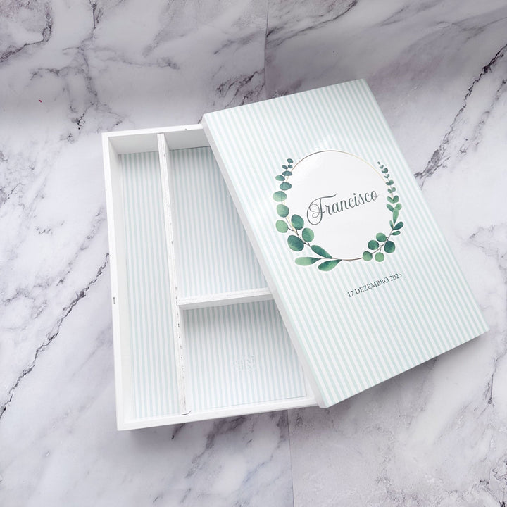 Caixa de Batizado Personalizada - Branca - Cutxi Cutxi - Presentes Personalizados