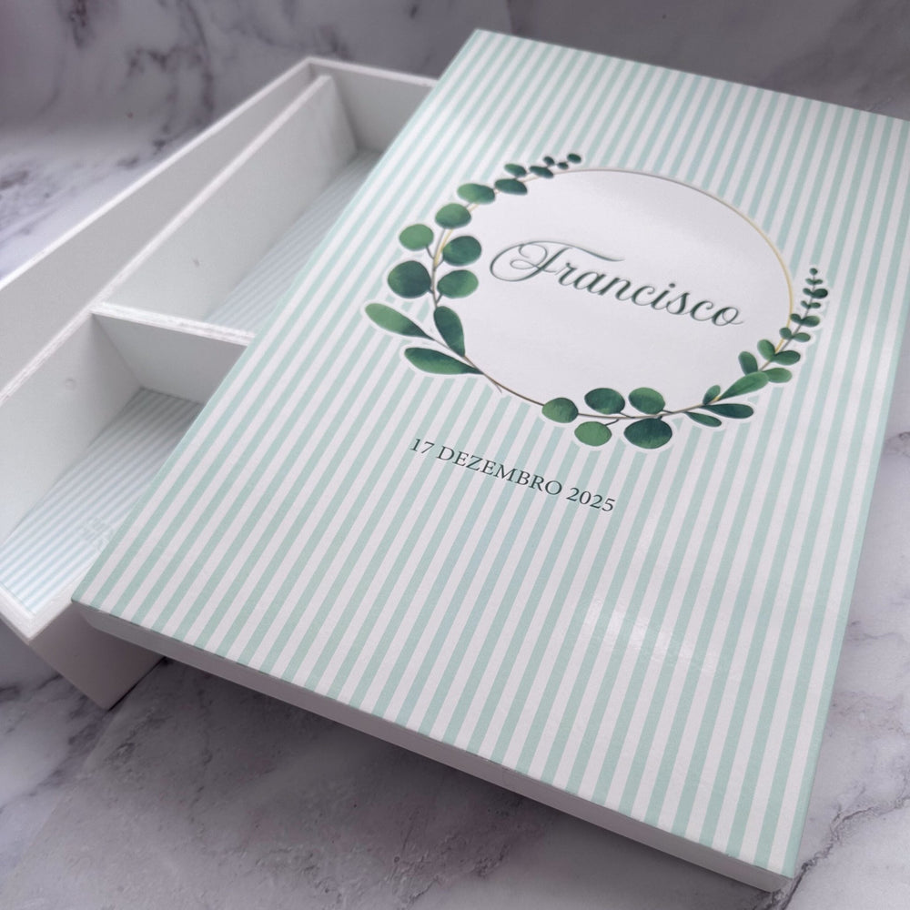 Caixa de Batizado Personalizada - Branca - Cutxi Cutxi - Presentes Personalizados