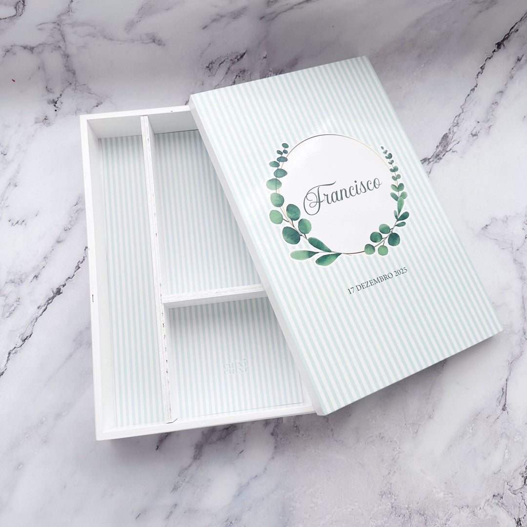 Caixa de Batizado Personalizada - Branca - Cutxi Cutxi - Presentes Personalizados