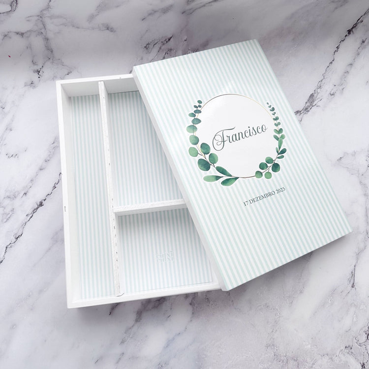 Caixa de Batizado Personalizada - Branca - Cutxi Cutxi - Presentes Personalizados