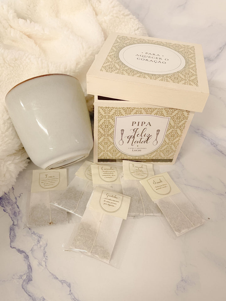 Caixa de Chá Personalizada - Para Aquecer o Coração - Cutxi Cutxi - Presentes Personalizados