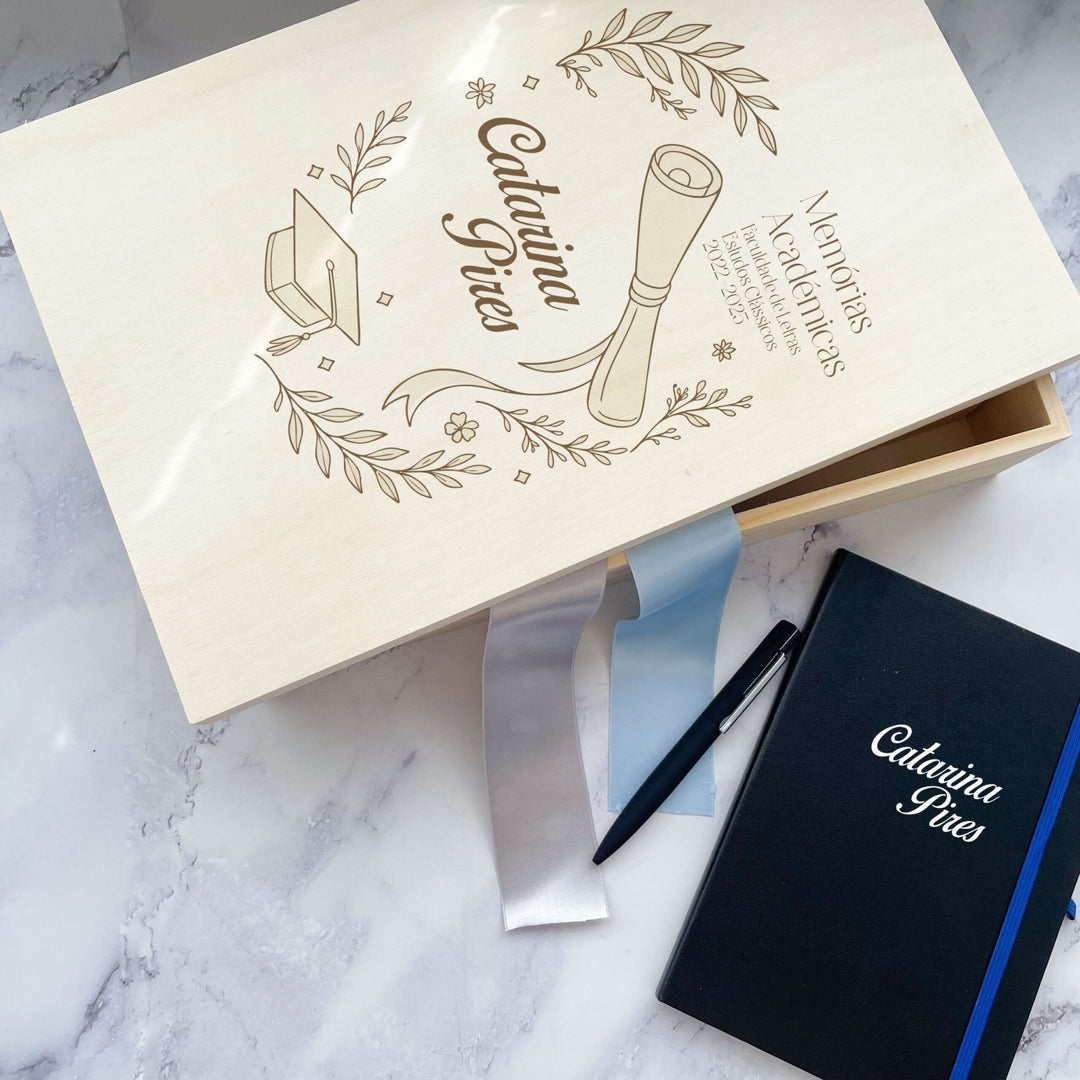 Caixa de Memórias Académicas — Edição Grande 🎓✨ | Presente para Finalistas - Cutxi Cutxi - Presentes Personalizados