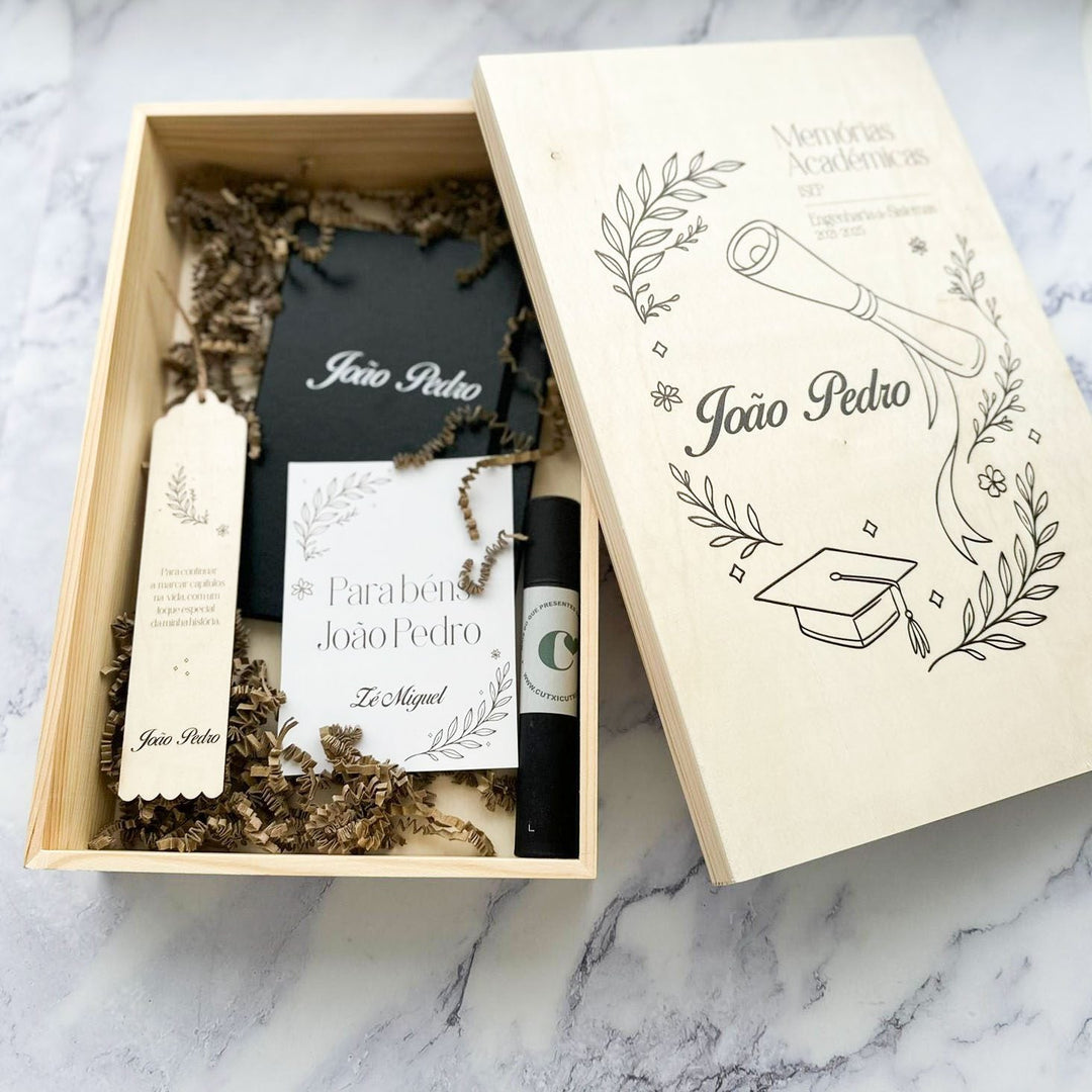 Caixa de Memórias Académicas — Edição Grande 🎓✨ | Presente para Finalistas - Cutxi Cutxi - Presentes Personalizados