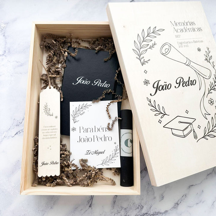 Caixa de Memórias Académicas — Edição Grande 🎓✨ | Presente para Finalistas - Cutxi Cutxi - Presentes Personalizados
