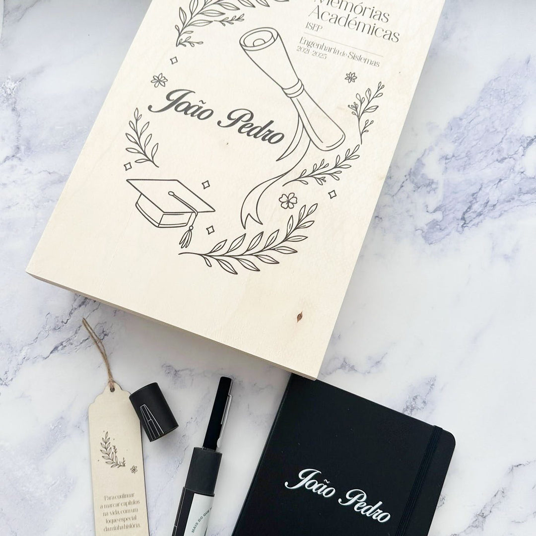 Caixa de Memórias Académicas — Edição Grande 🎓✨ | Presente para Finalistas - Cutxi Cutxi - Presentes Personalizados