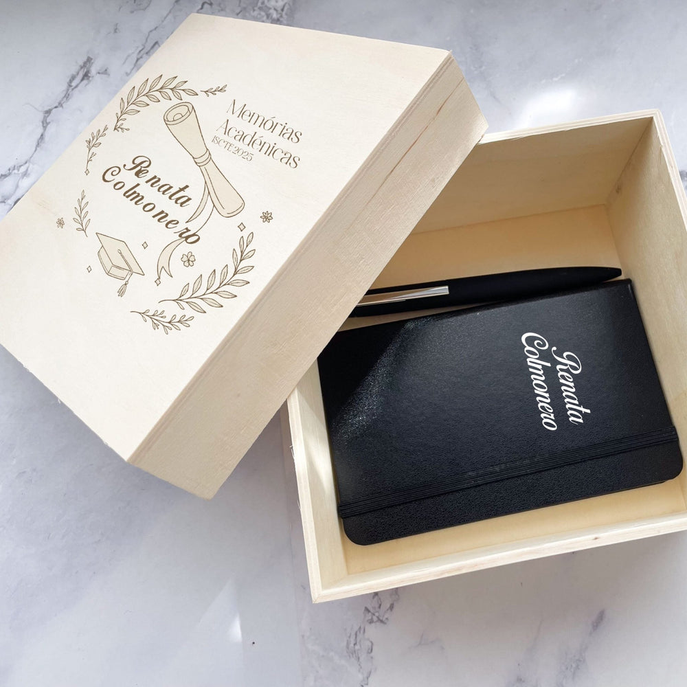 Caixa de Memórias Académicas — Edição Média 🎓✨ | Presente para Finalistas - Cutxi Cutxi - Presentes Personalizados