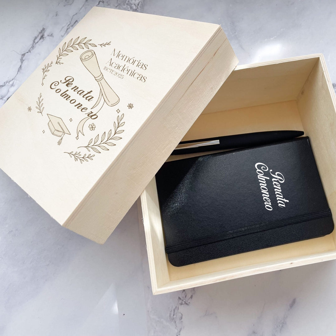 Caixa de Memórias Académicas — Edição Média 🎓✨ | Presente para Finalistas - Cutxi Cutxi - Presentes Personalizados