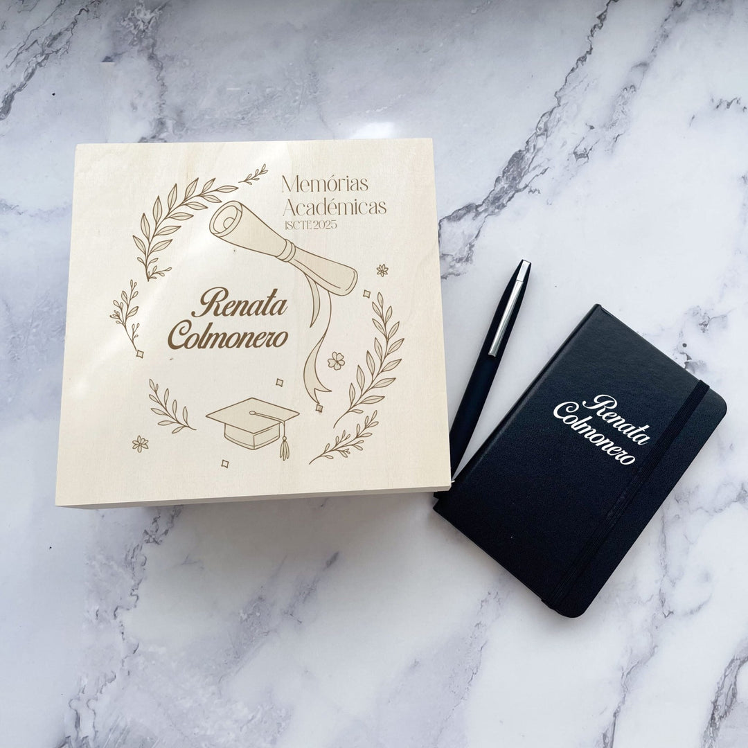Caixa de Memórias Académicas — Edição Média 🎓✨ | Presente para Finalistas - Cutxi Cutxi - Presentes Personalizados