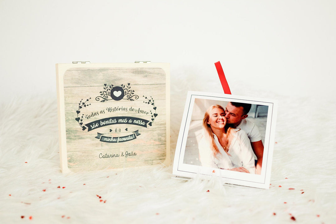 Caixa de Memórias Personalizada com Fotografias - Livrinho Acordeão A Nossa História - Cutxi Cutxi - Presentes Personalizados