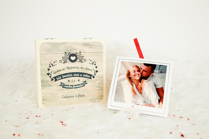 Caixa de Memórias Personalizada com Fotografias - Livrinho Acordeão A Nossa História - Cutxi Cutxi - Presentes Personalizados