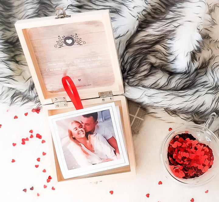 Caixa de Memórias Personalizada com Fotografias - Livrinho Acordeão A Nossa História - Cutxi Cutxi - Presentes Personalizados
