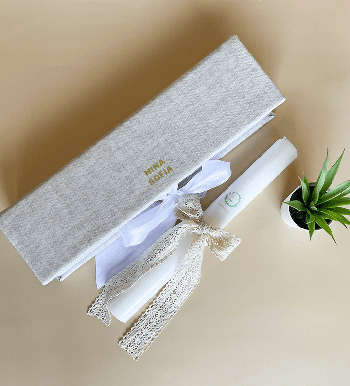 Caixa Batizado VELUDO PREMIUM para Vela