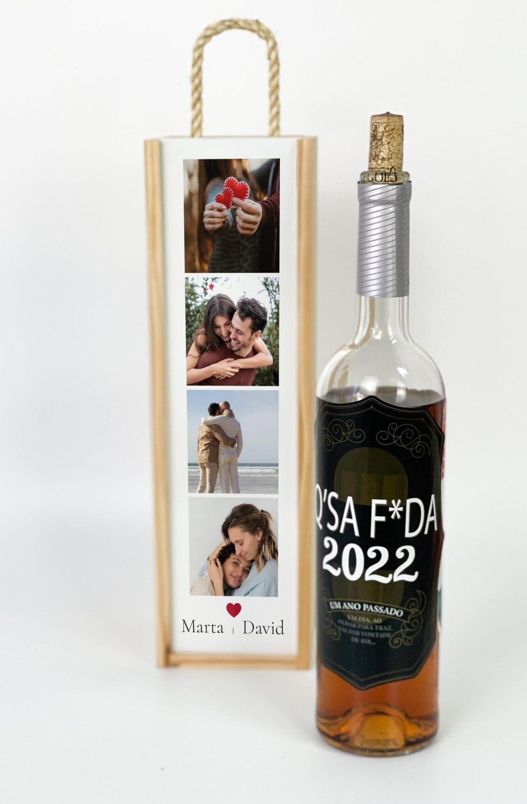Caixa para Garrafa com fotografia Dia dos Namorados - Cutxi Cutxi - Presentes Personalizados