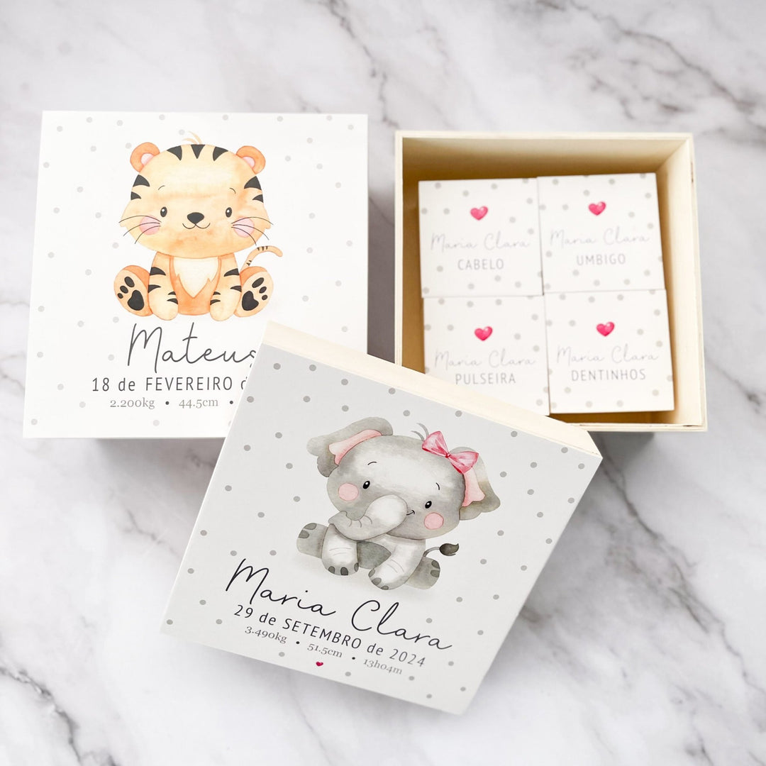 Caixa Recordações do bebé Animal Fofinho - Cutxi Cutxi - Presentes Personalizados