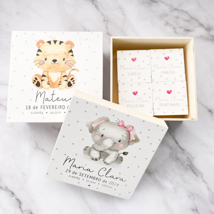 Caixa Recordações do bebé Animal Fofinho - Cutxi Cutxi - Presentes Personalizados