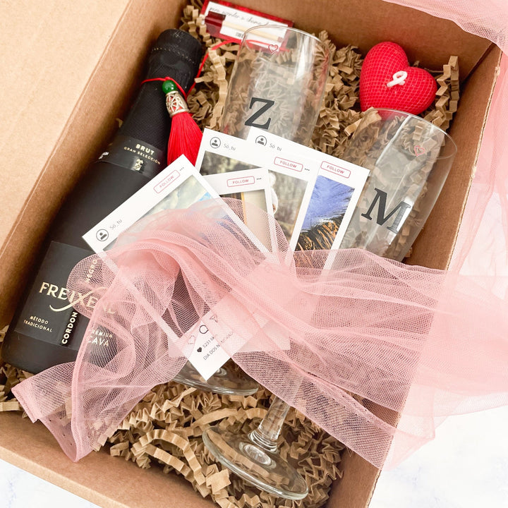 Caixa Romance Premium — Um Brinde à Nossa História ❤️🥂 | Namorados - Cutxi Cutxi - Presentes Personalizados