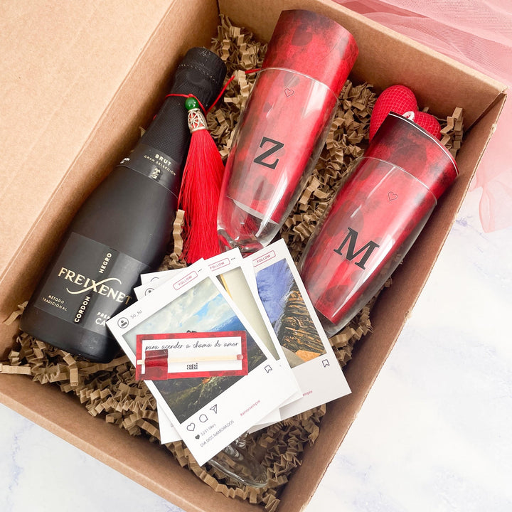 Caixa Romance Premium — Um Brinde à Nossa História ❤️🥂 | Namorados - Cutxi Cutxi - Presentes Personalizados