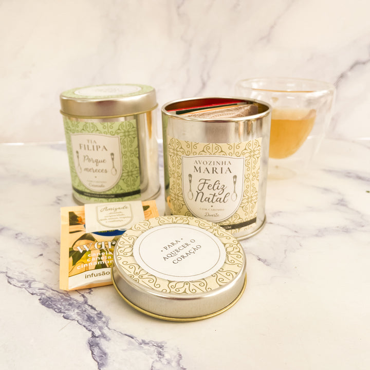 Lata de Chá Personalizada - Para Aquecer o Coração