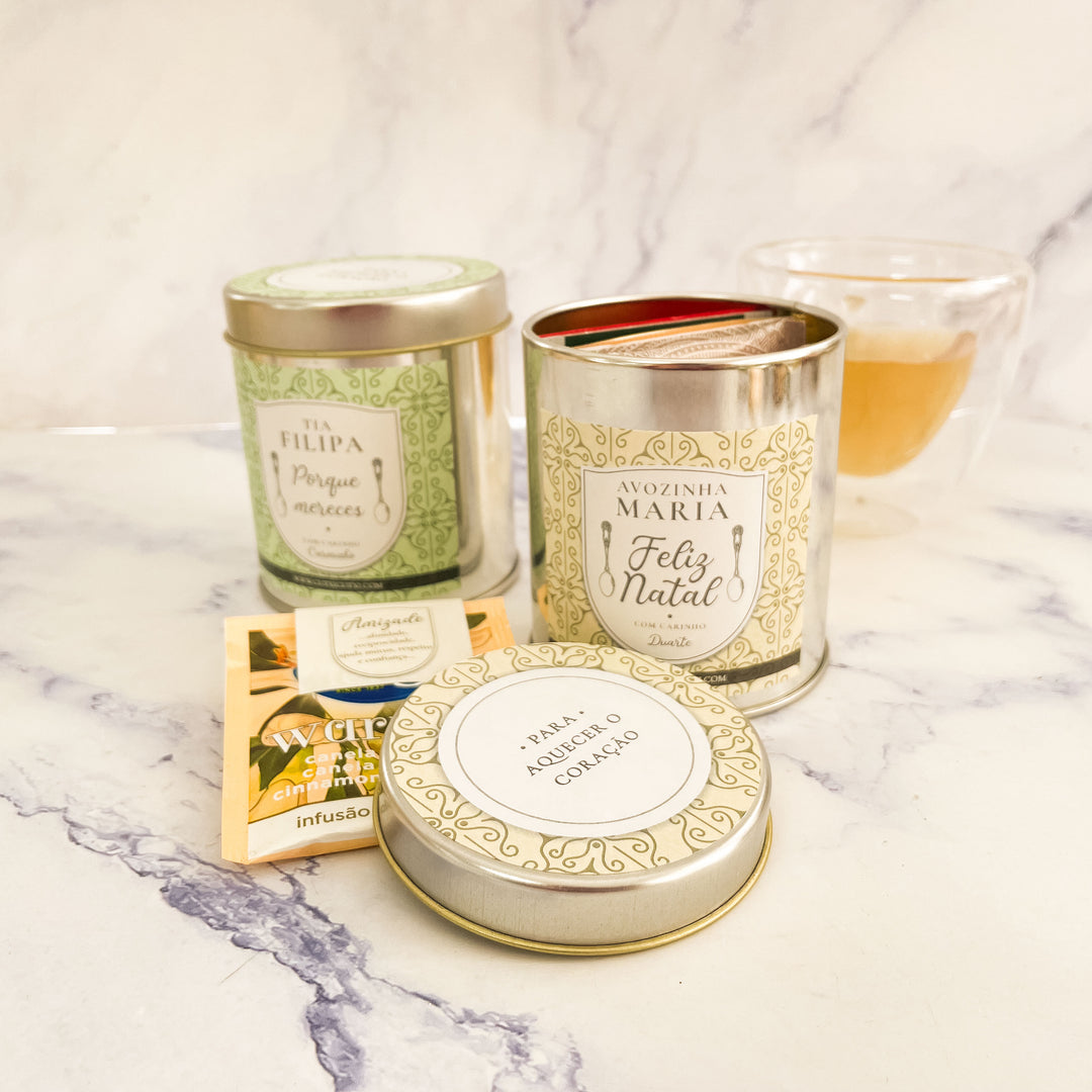 Lata de Chá Personalizada - Para Aquecer o Coração