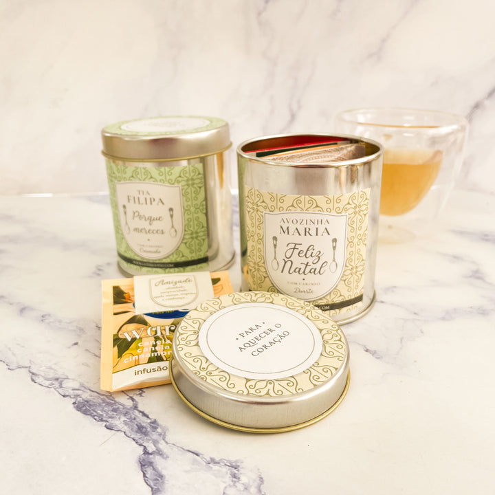 Lata de Chá Personalizada - Para Aquecer o Coração