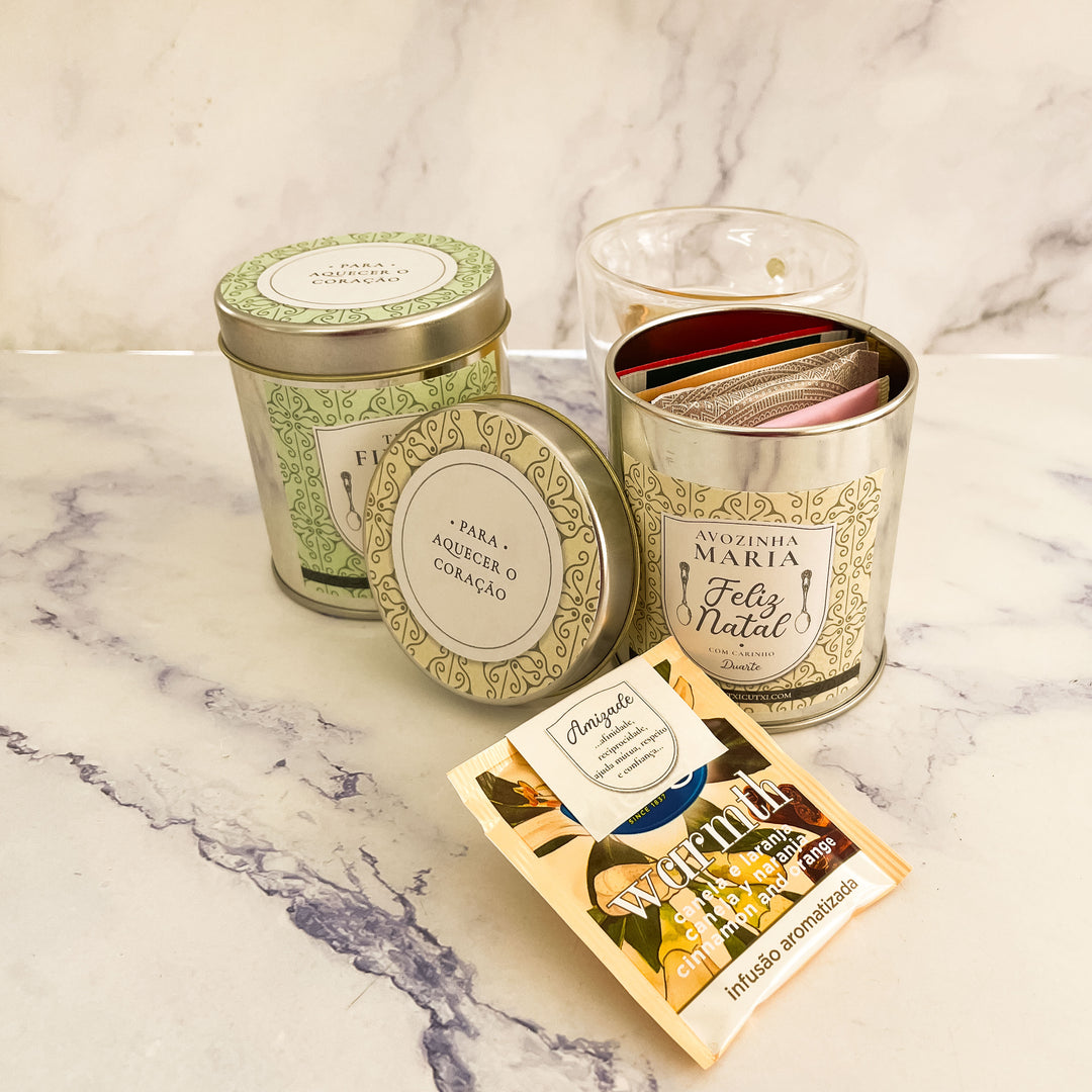 Lata de Chá Personalizada - Para Aquecer o Coração