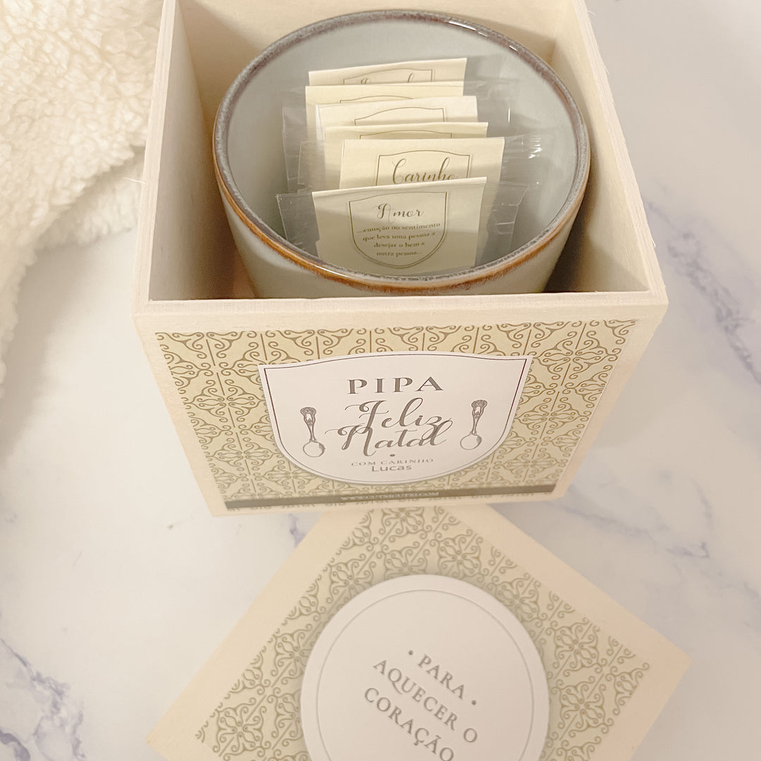 Caixa de Chá Personalizada - Para Aquecer o Coração | Presente de Natal