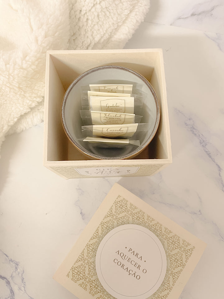 Caixa de Chá Personalizada - Para Aquecer o Coração | Presente de Natal