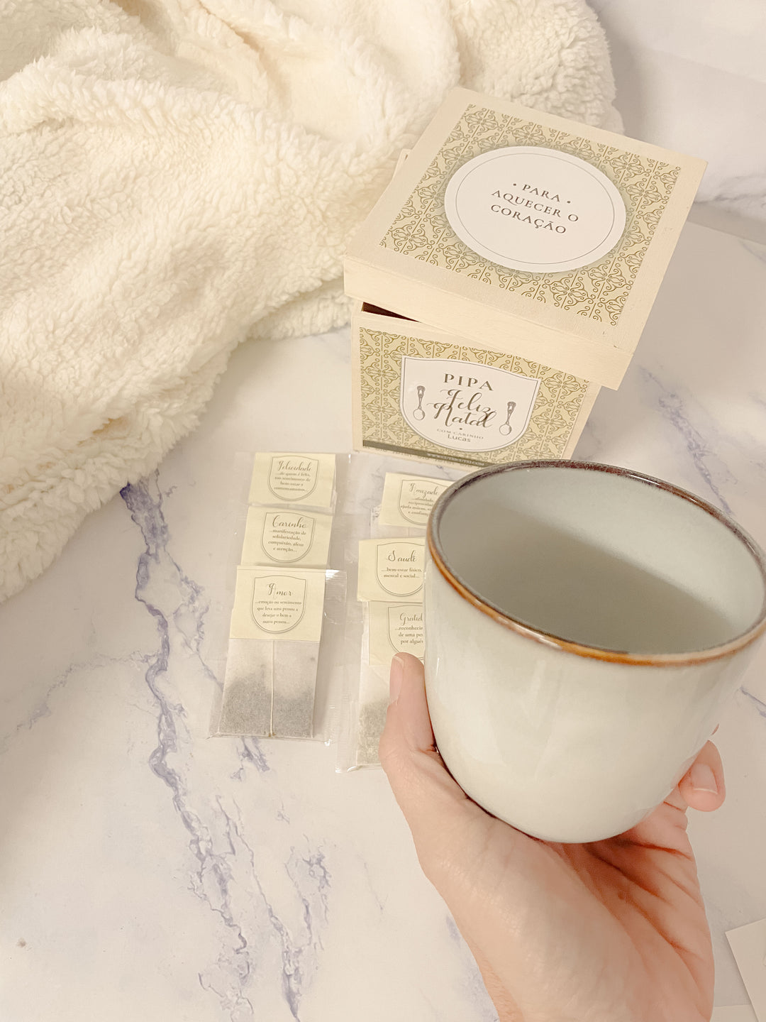 Caixa de Chá Personalizada - Para Aquecer o Coração | Presente de Natal