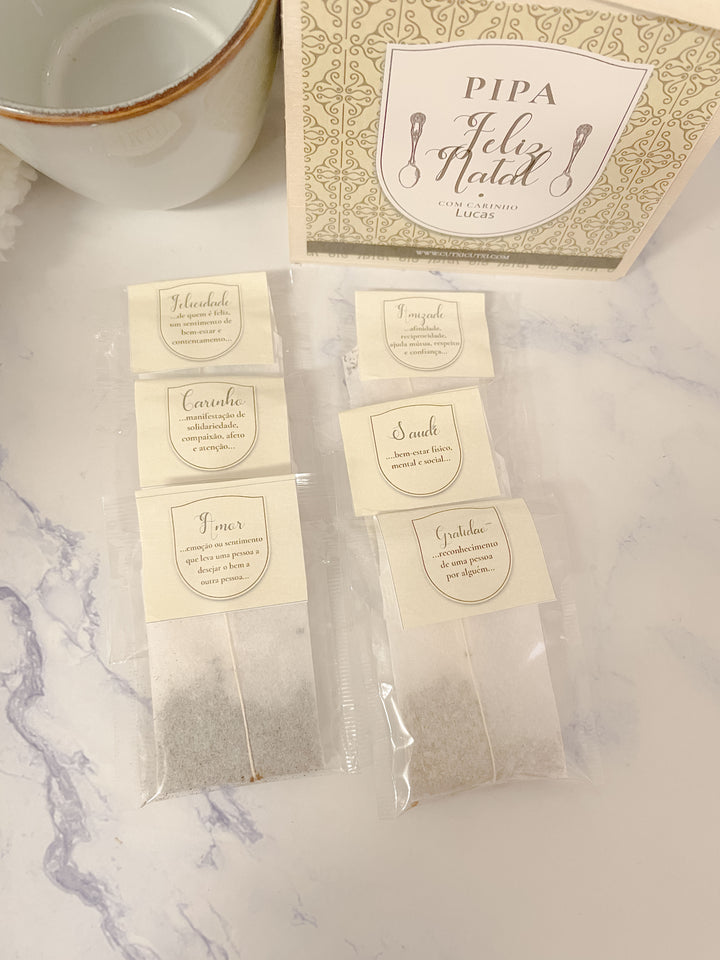 Caixa de Chá Personalizada - Para Aquecer o Coração | Presente de Natal