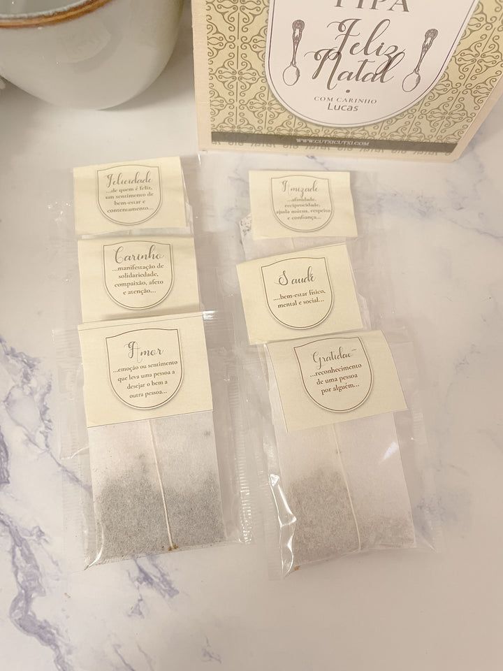 Caixa de Chá Personalizada - Para Aquecer o Coração | Presente de Natal