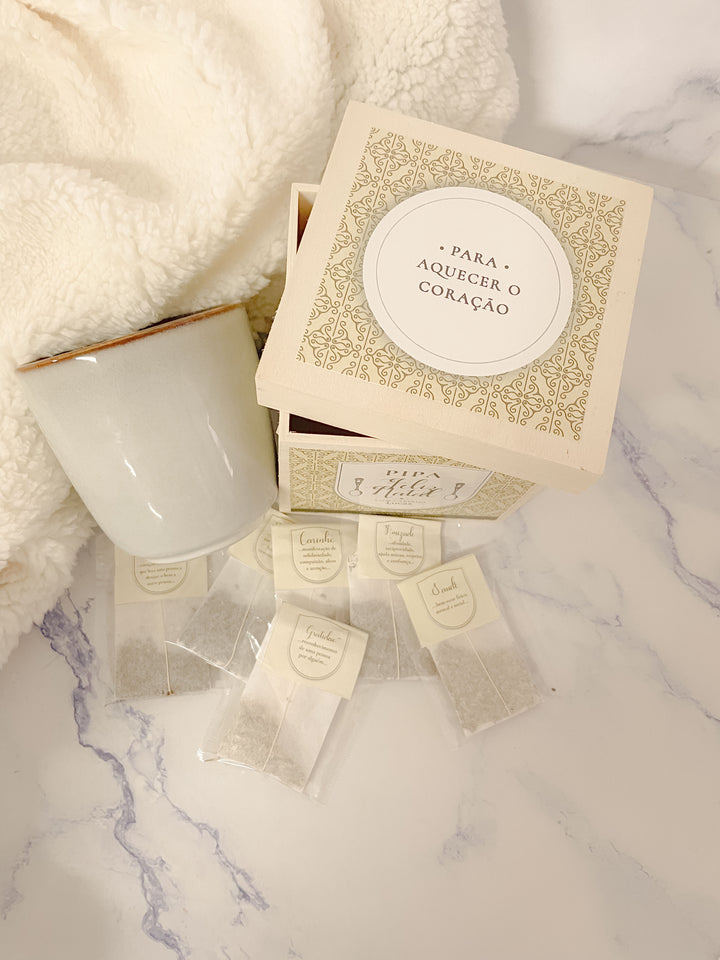 Caixa de Chá Personalizada - Para Aquecer o Coração | Presente de Natal