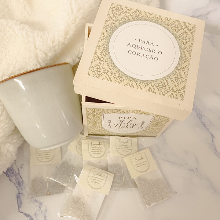 Caixa de Chá Personalizada - Para Aquecer o Coração | Presente de Natal